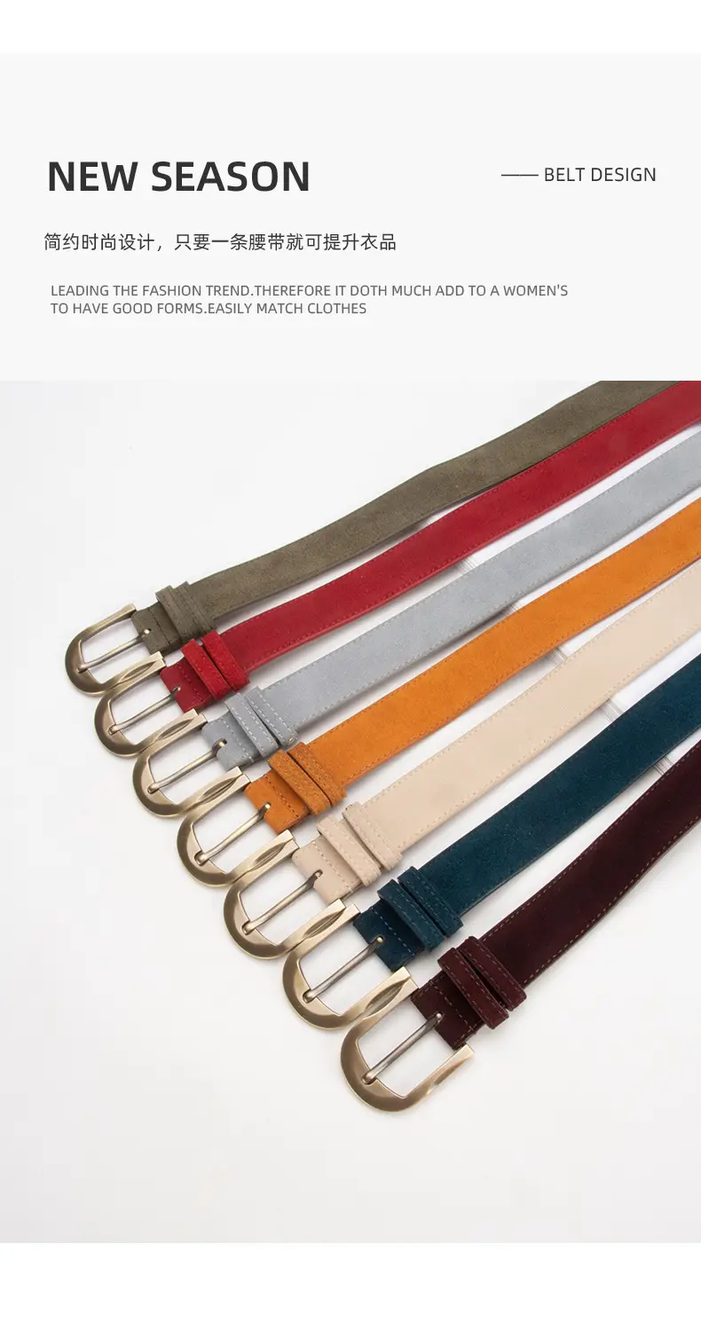 Frosted Velvet Belt Women's Trendy Pin Buckle Belt — feature 4