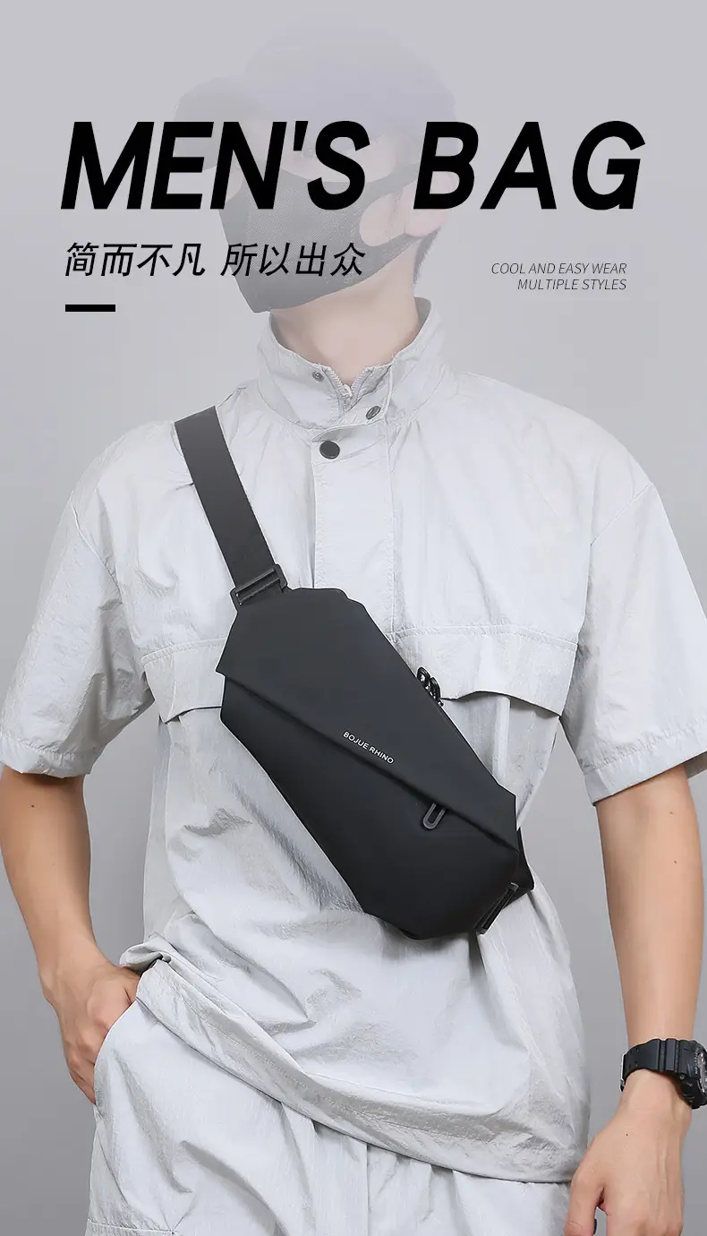 Men's New Fashion Crossbody Bag Black Large Capacity — feature 1