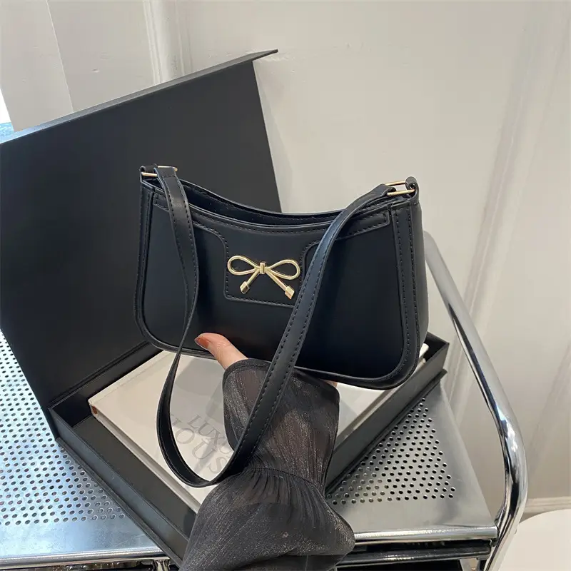 Black Bow Underarm Bag for Women Spring Summer - Image 9