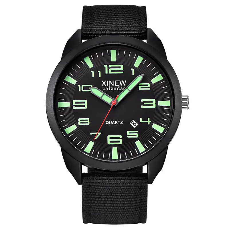 Men's Black Red Quartz Watch with Green Dial - Image 14