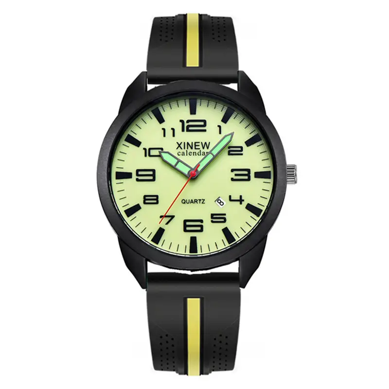 Men's Black Red Quartz Watch with Green Dial - Image 10