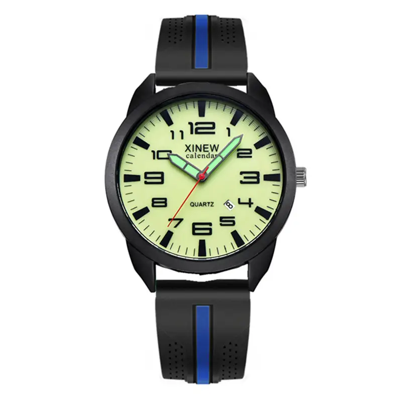 Men's Black Red Quartz Watch with Green Dial - Image 7