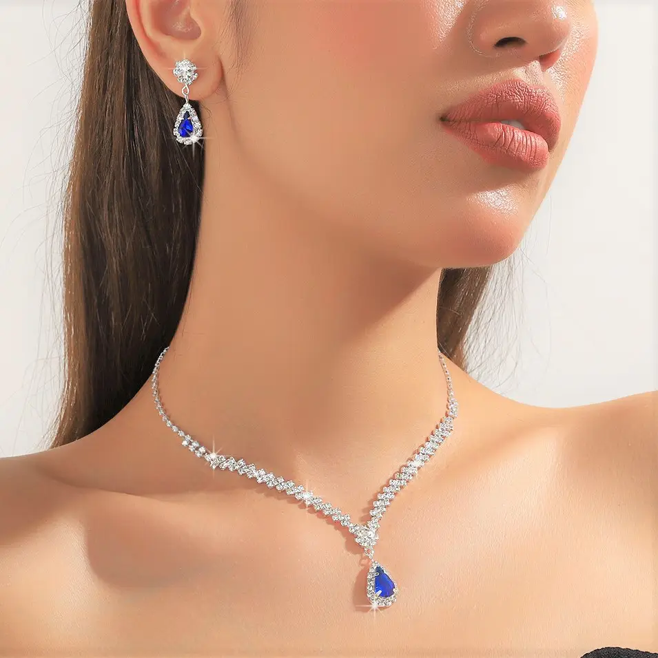 Silver Claw Chain Necklace Earrings Set for Women