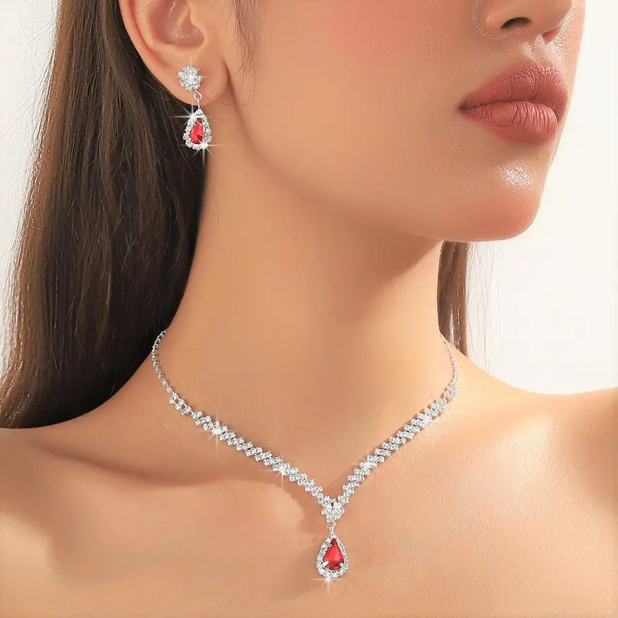 Silver Claw Chain Necklace Earrings Set for Women