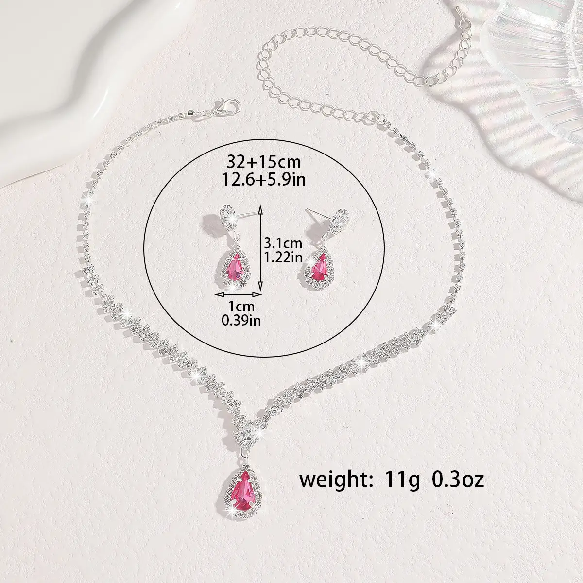 Silver Claw Chain Necklace Earrings Set for Women