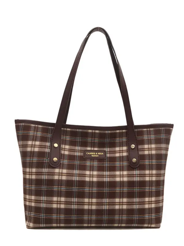 Vintage Plaid Shoulder Bag for Commuters 2024 - Image 7