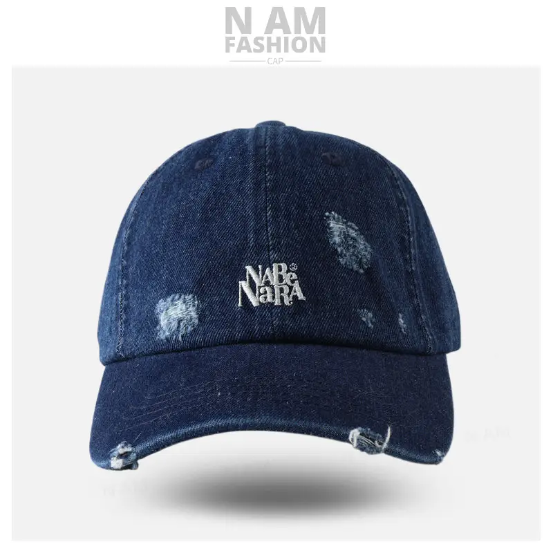 Vintage Wash Denim Baseball Cap Men Women Wide Brim - Image 5