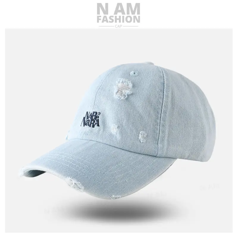 Vintage Wash Denim Baseball Cap Men Women Wide Brim - Image 6