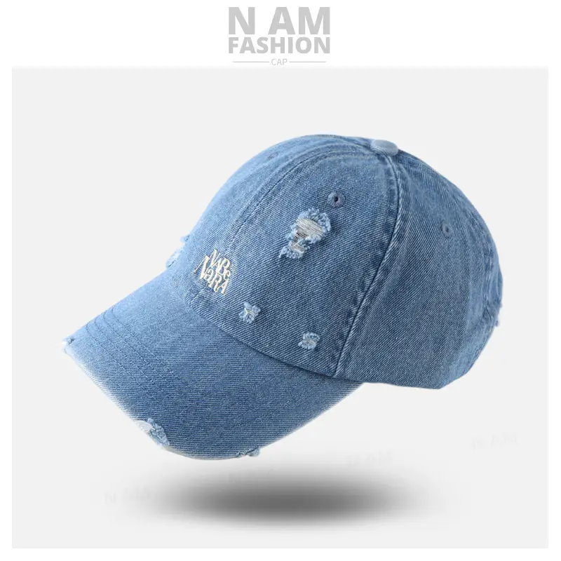 Vintage Wash Denim Baseball Cap Men Women Wide Brim — feature 11