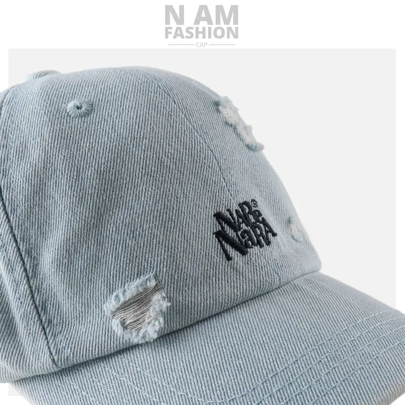Vintage Wash Denim Baseball Cap Men Women Wide Brim — feature 8