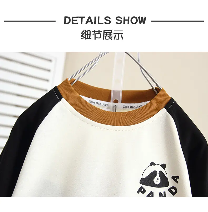 Boys Long Sleeve T-Shirt Cartoon Panda White Black 2024 — feature 4