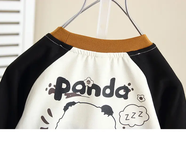 Boys Long Sleeve T-Shirt Cartoon Panda White Black 2024 — feature 8