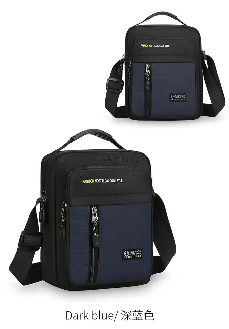 Men's Black Vertical Shoulder Bag with Zip & Strap — feature 23