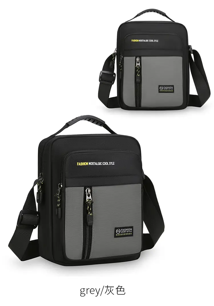 Men's Black Vertical Shoulder Bag with Zip & Strap — feature 24