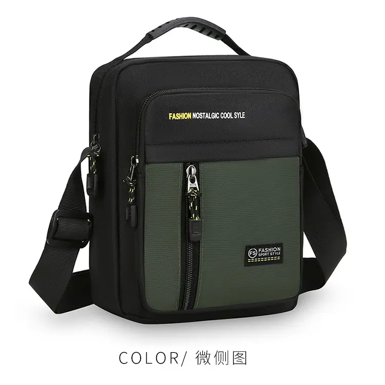 Men's Black Vertical Shoulder Bag with Zip & Strap — feature 27