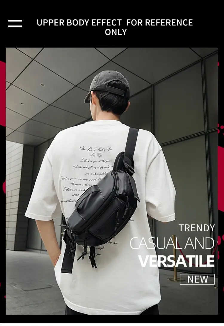 Men's Black Crossbody Bag with Tassel Decor — feature 1