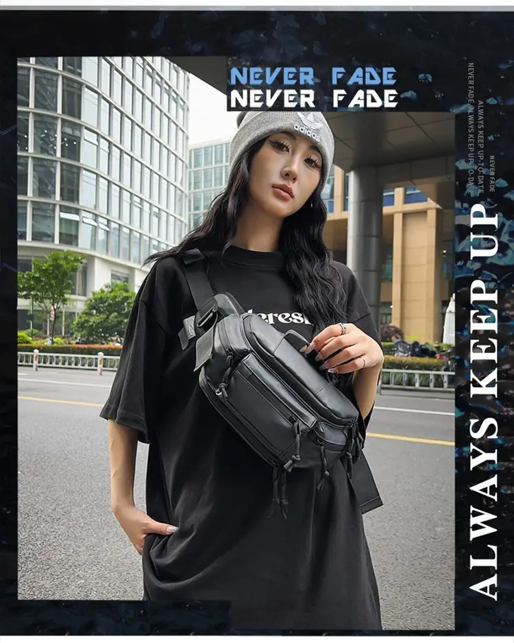 Men's Black Crossbody Bag with Tassel Decor — feature 2