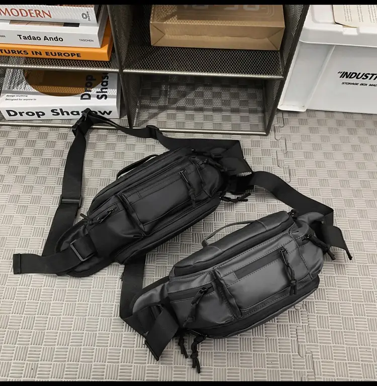 Men's Black Crossbody Bag with Tassel Decor — feature 25