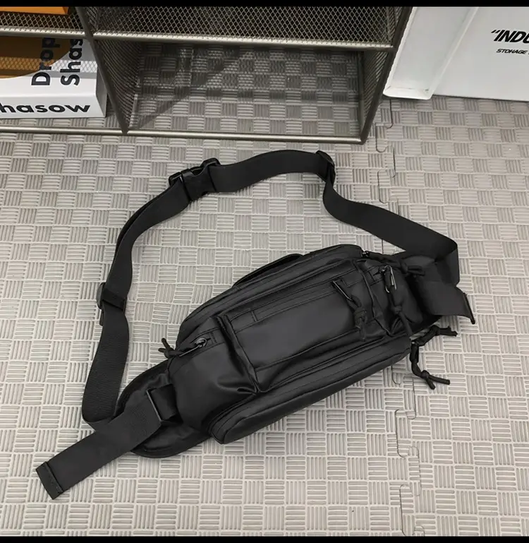 Men's Black Crossbody Bag with Tassel Decor — feature 27