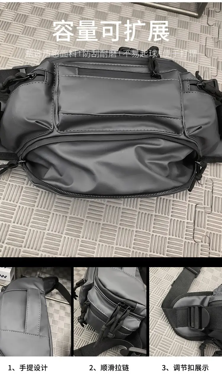 Men's Black Crossbody Bag with Tassel Decor — feature 3