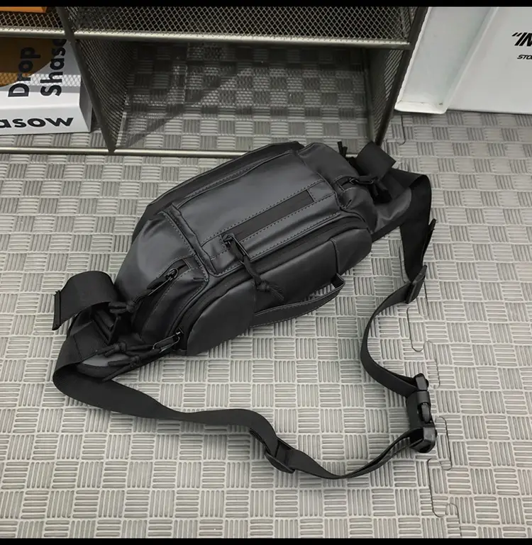 Men's Black Crossbody Bag with Tassel Decor — feature 33