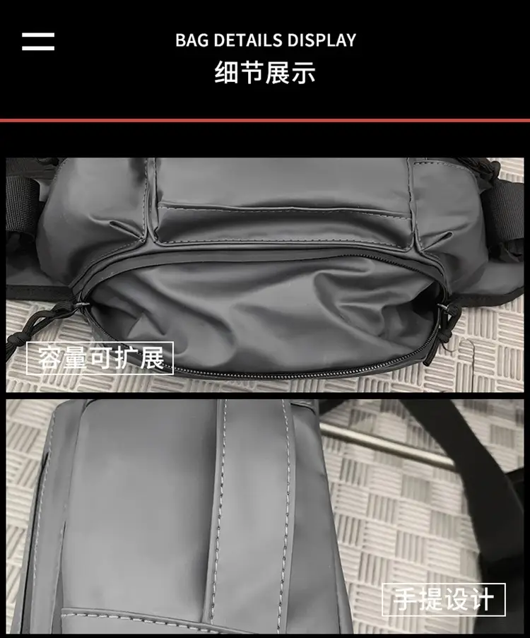 Men's Black Crossbody Bag with Tassel Decor — feature 34
