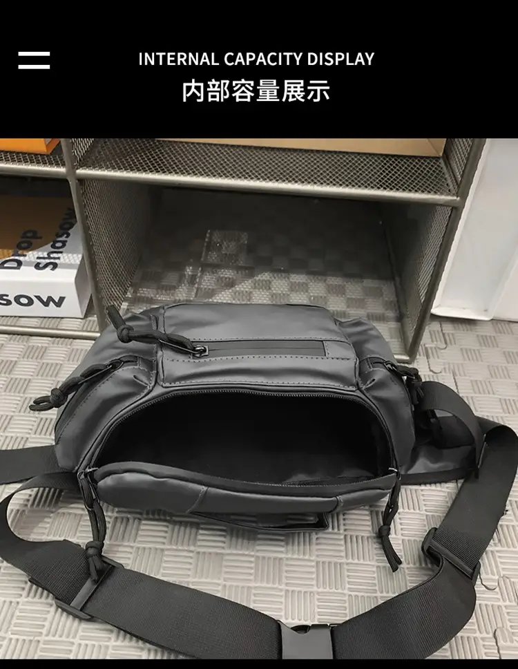 Men's Black Crossbody Bag with Tassel Decor — feature 37