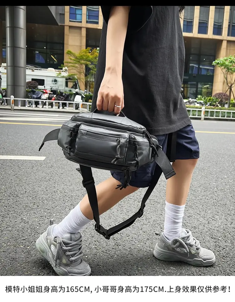 Men's Black Crossbody Bag with Tassel Decor — feature 5
