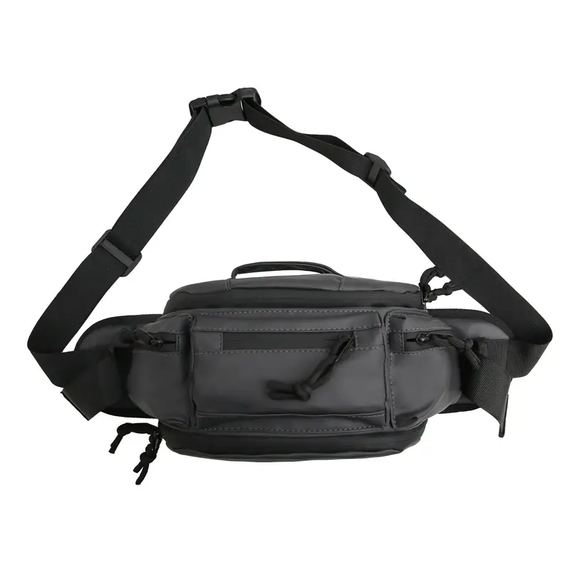 Men's Black Crossbody Bag with Tassel Decor