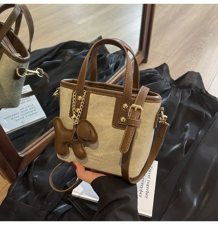 Women's Textured Shoulder Crossbody Bag Brown Gold — feature 17