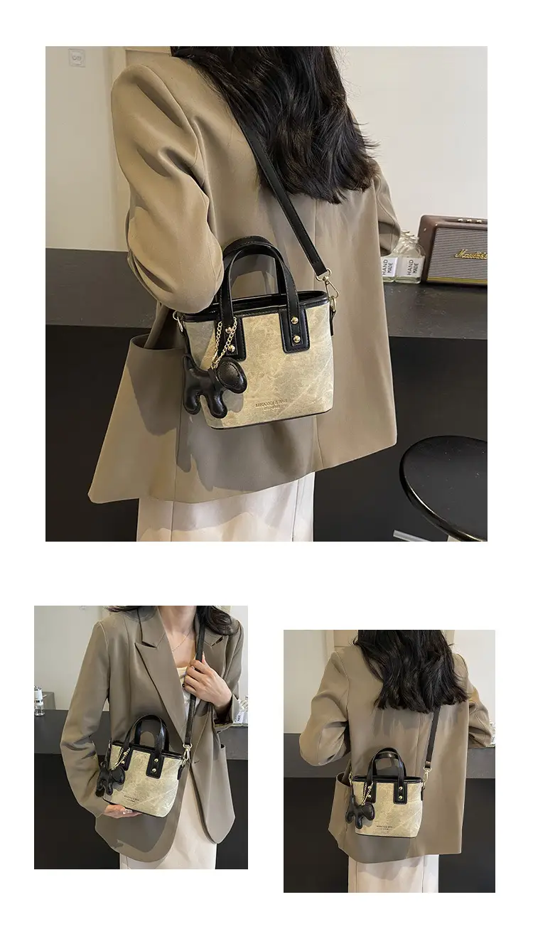 Women's Textured Shoulder Crossbody Bag Brown Gold — feature 8