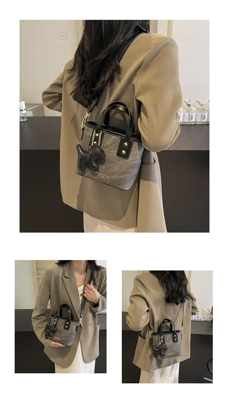 Women's Textured Shoulder Crossbody Bag Brown Gold — feature 9