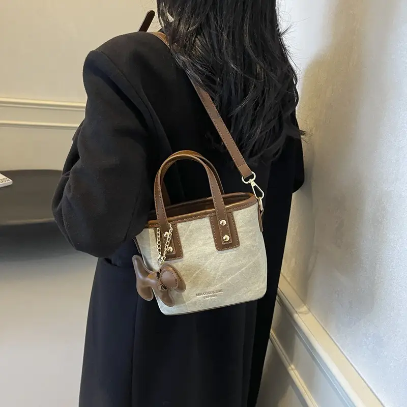 Women's Textured Shoulder Crossbody Bag Brown Gold