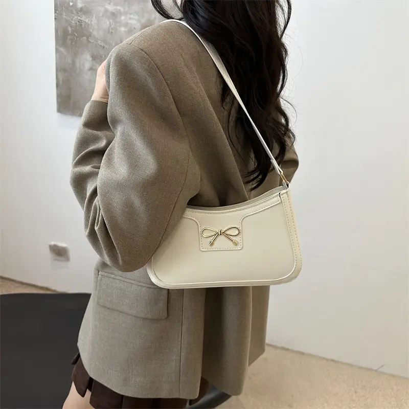 Women's Brown Bow Shoulder Bag 2024 Autumn - Image 7