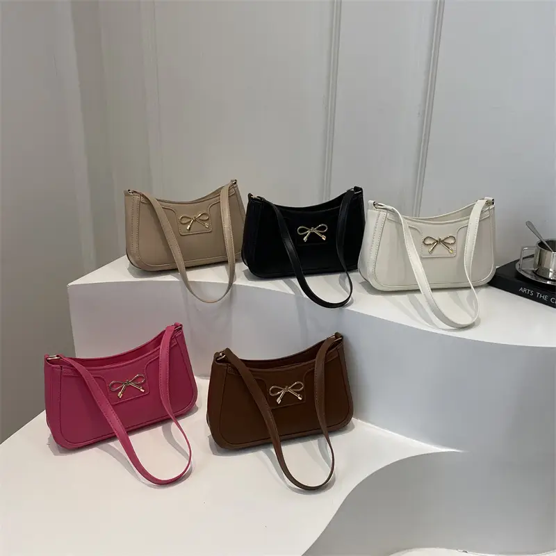 Women's Brown Bow Shoulder Bag 2024 Autumn - Image 9