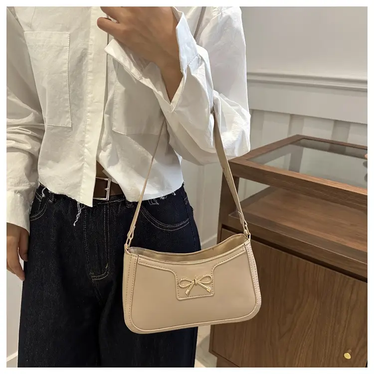 Women's Brown Bow Shoulder Bag 2024 Autumn — feature 9
