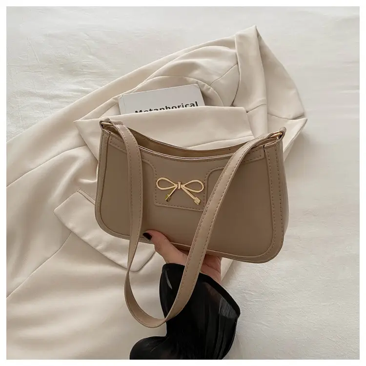 Women's Brown Bow Shoulder Bag 2024 Autumn - Image 3