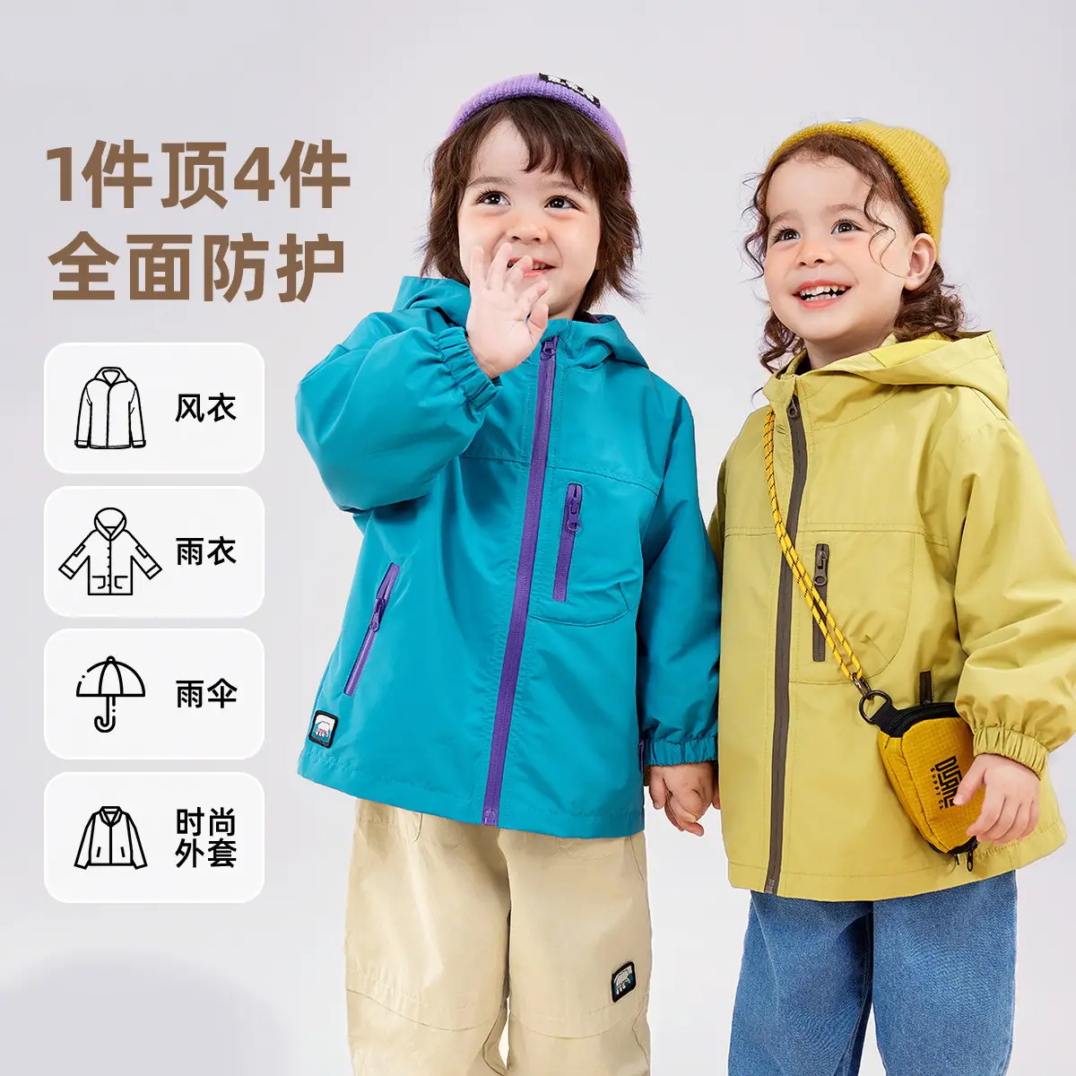 Children's Triple Protection Jacket Blue Yellow Spring Wear - Image 5