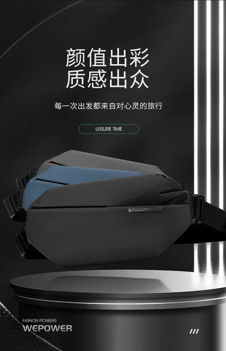 Men's Black Crossbody Bag Casual Sports Wear — feature 3