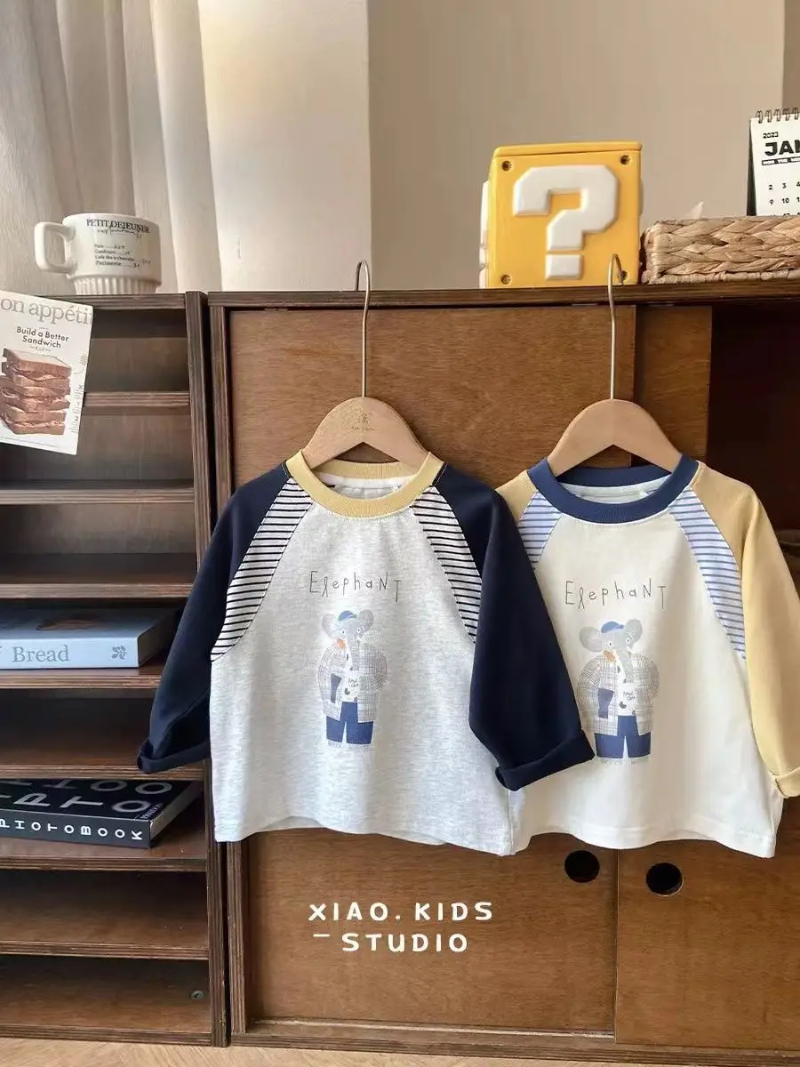 Baby Raglan Sleeve T-Shirt Set Navy Blue Cartoon Print — feature 4