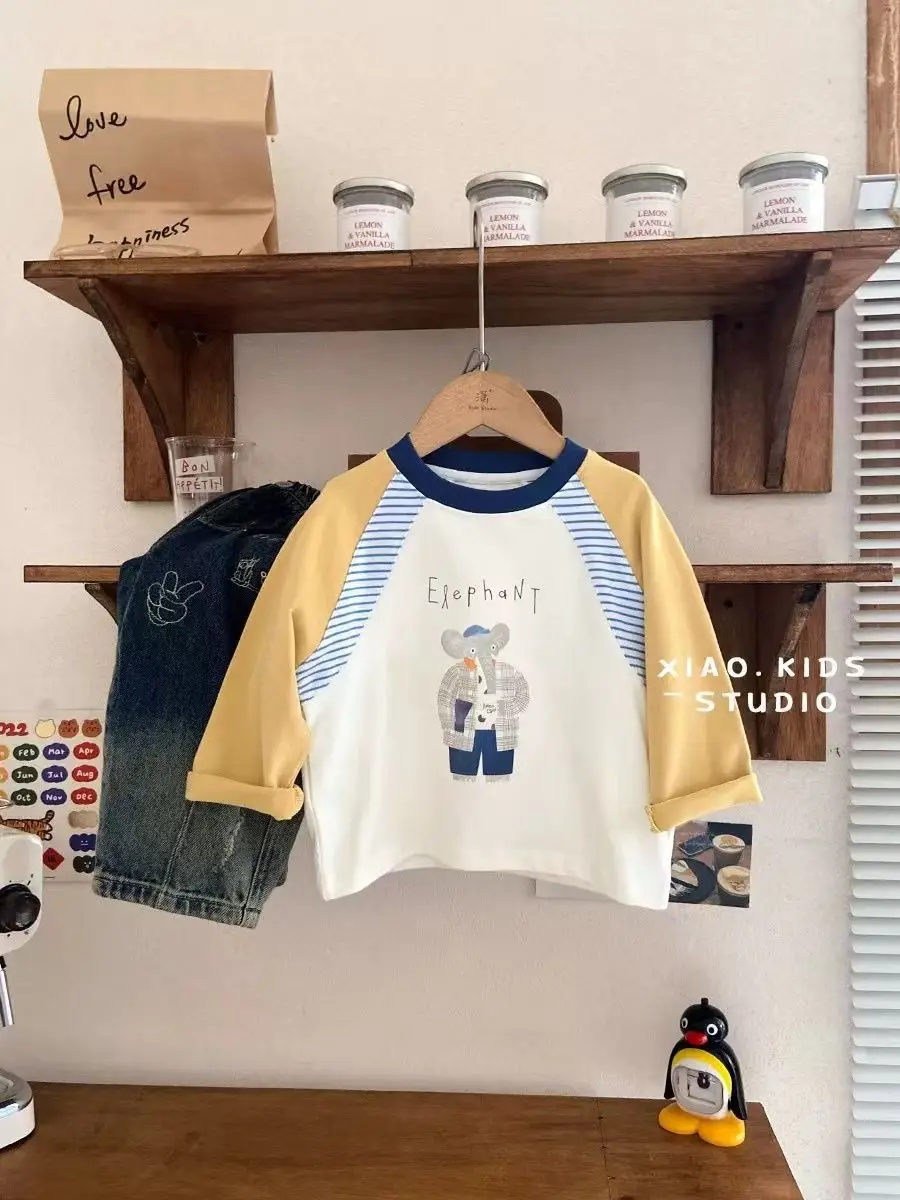 Baby Raglan Sleeve T-Shirt Set Navy Blue Cartoon Print — feature 6