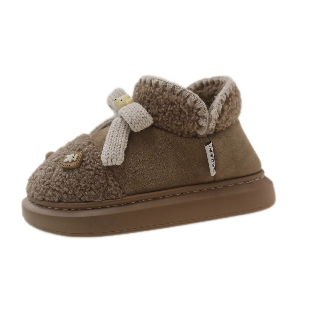 Warm Edge New Snow Boots Women's Winter Warm Cute Bear Outer Wear Bow High-top EVA Thick Cotton Shoes