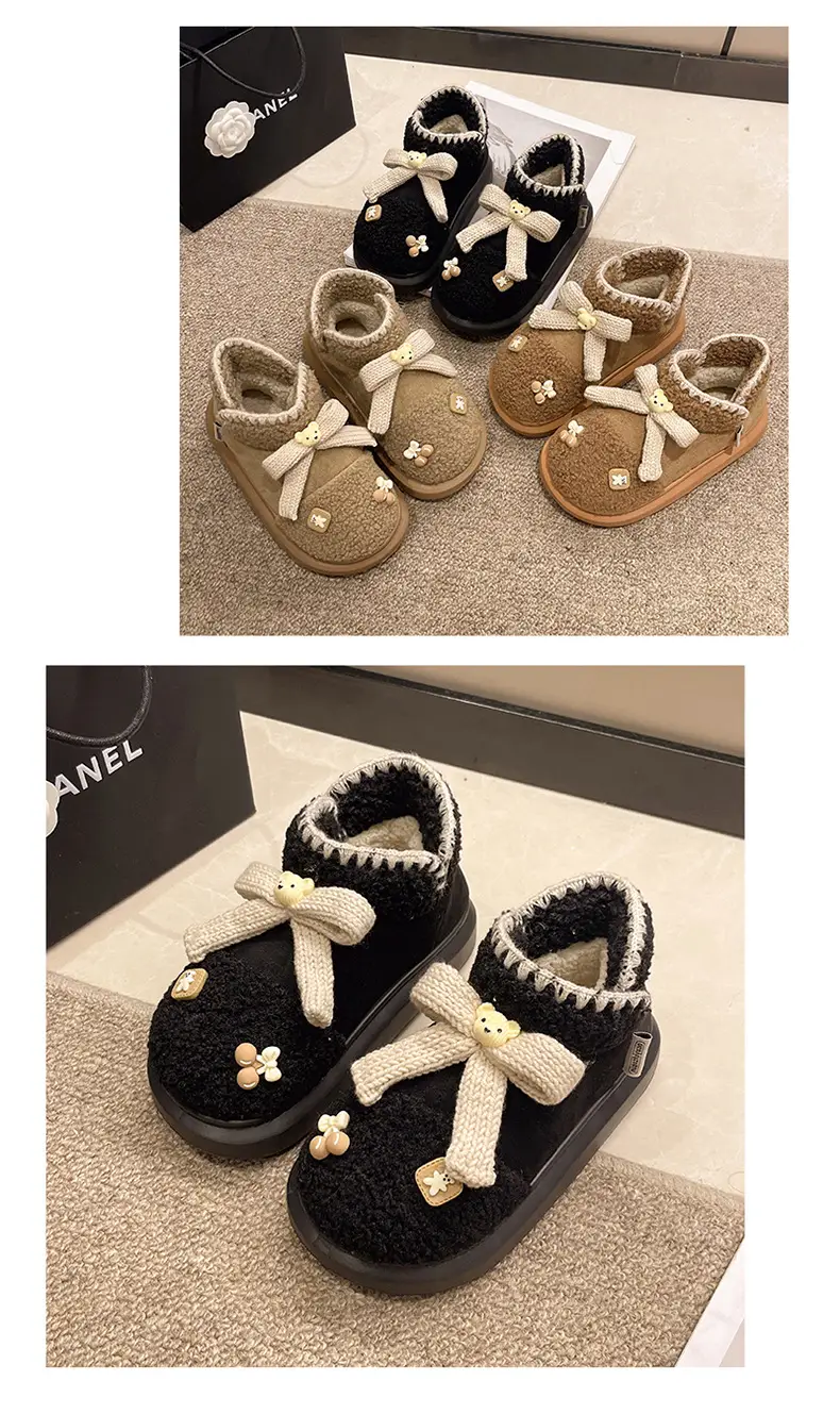 Warm Edge New Snow Boots Women's Winter Warm Cute Bear Outer Wear Bow High-top EVA Thick Cotton Shoes — feature 13