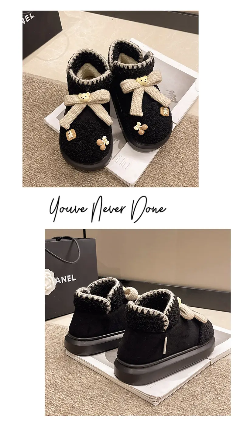 Warm Edge New Snow Boots Women's Winter Warm Cute Bear Outer Wear Bow High-top EVA Thick Cotton Shoes — feature 14