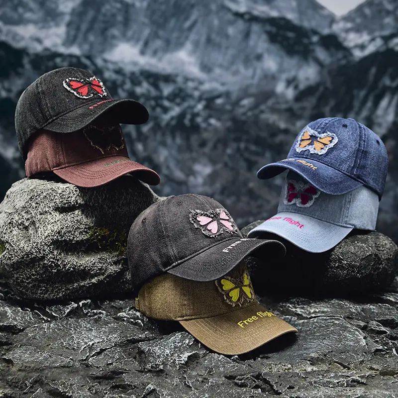 American Street Butterfly Denim Cap Vintage Washed - Image 9