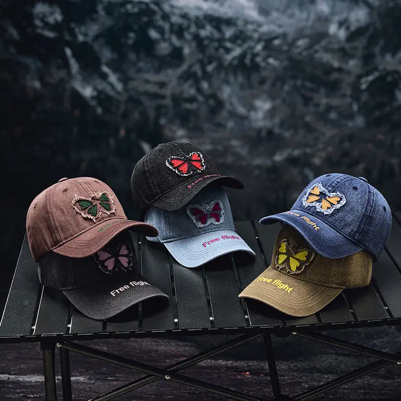 American Street Butterfly Denim Cap Vintage Washed - Image 10