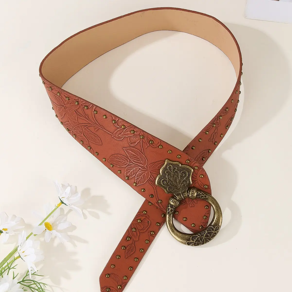 Brown Punk Belt with Joker Buckle Design - Image 4