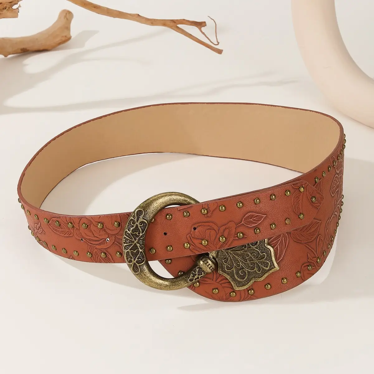 Brown Punk Belt with Joker Buckle Design - Image 5