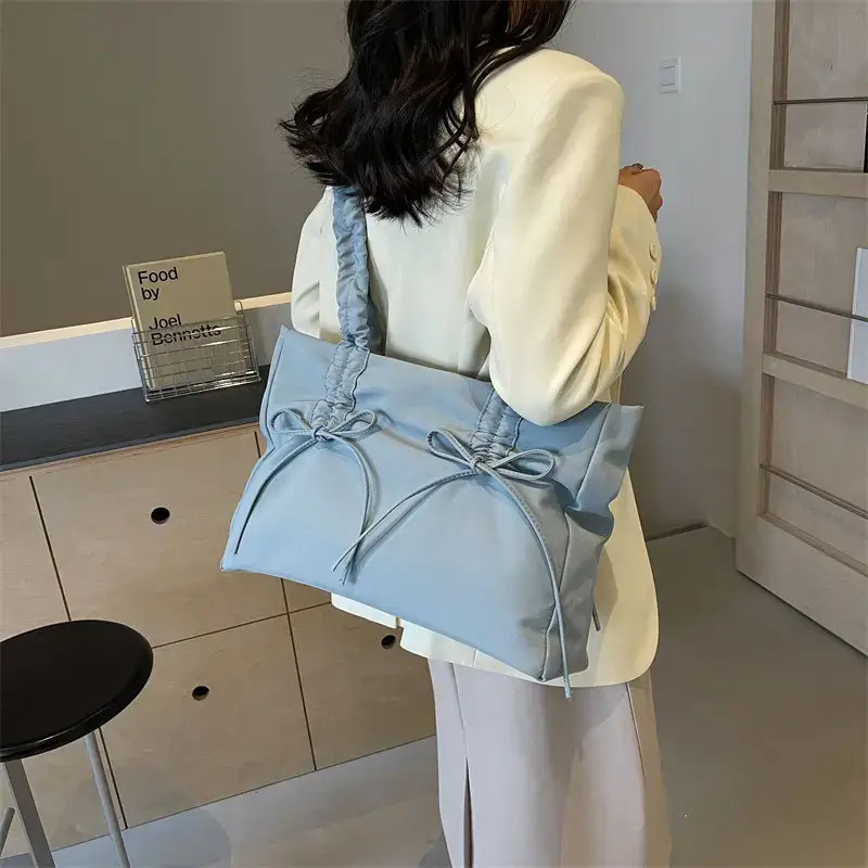 Women's Korean Style Pleated Shoulder Bag Grey 2024 - Image 11