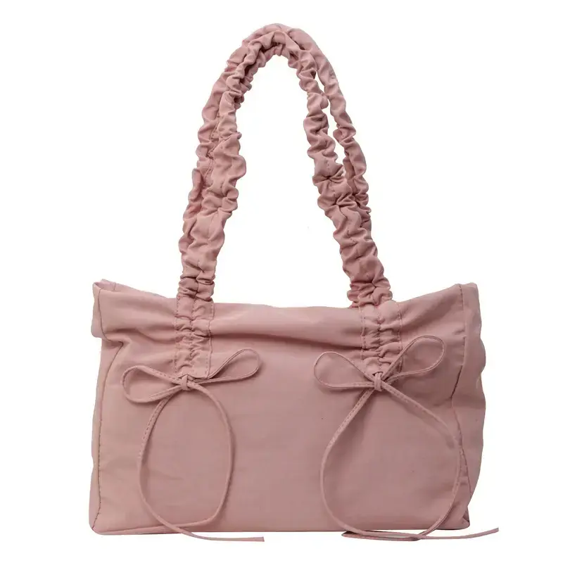 Women's Korean Style Pleated Shoulder Bag Grey 2024 - Image 12